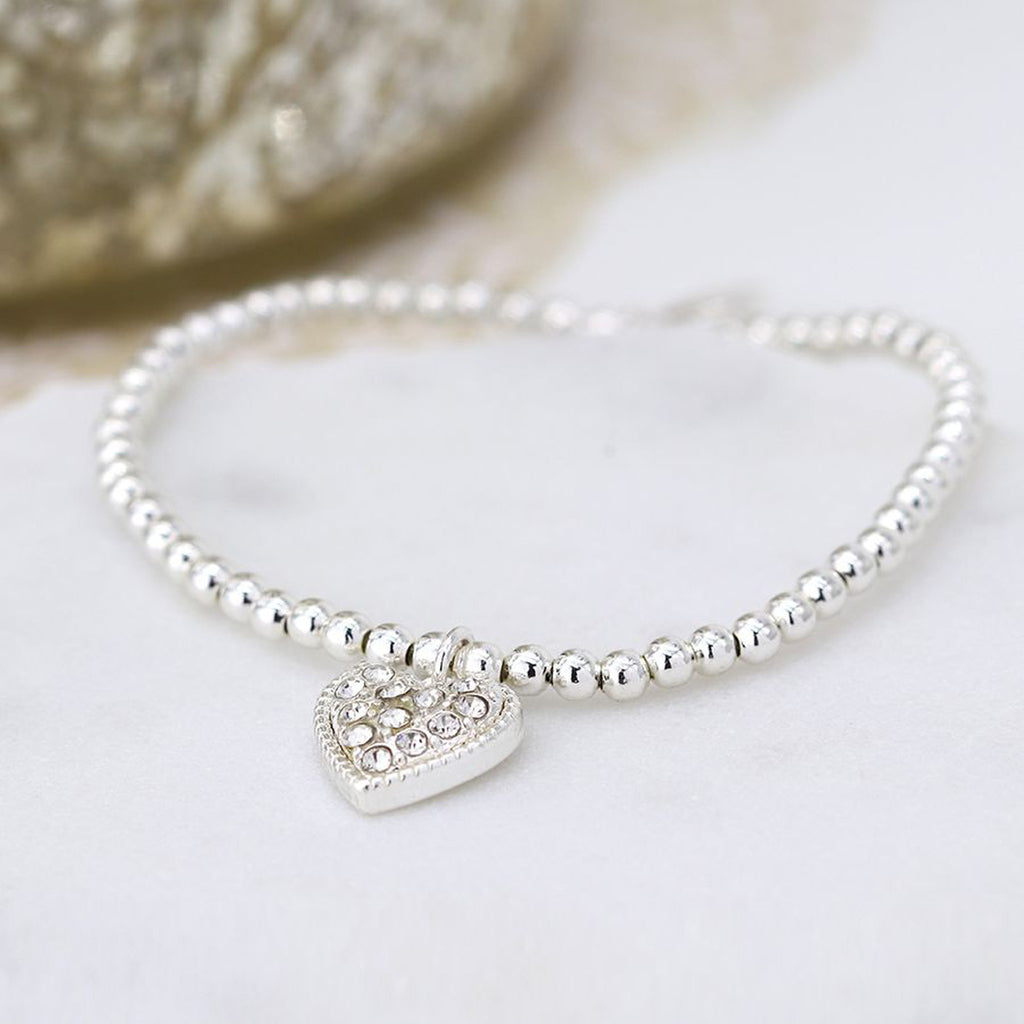 Women’s Crystal Heart Beaded Bracelet Gift
