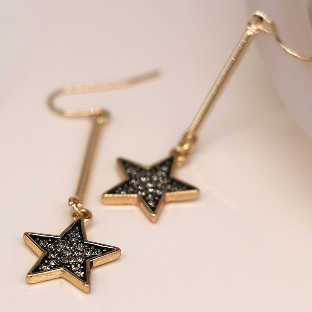 Women’s Gold Sparkle Star Drop Earrings By POM Gift