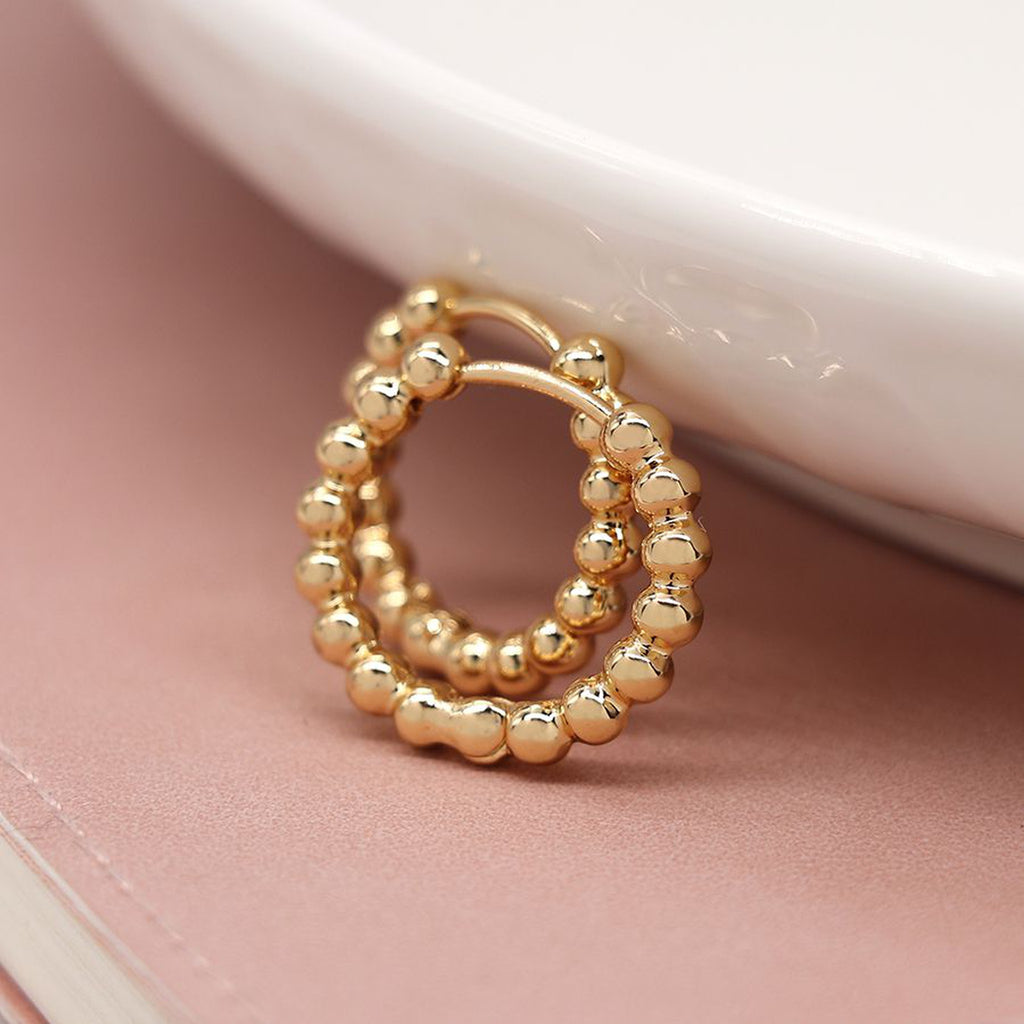 Women’s Faux Gold Plated Bobble Hoop Earrings By POM Gift