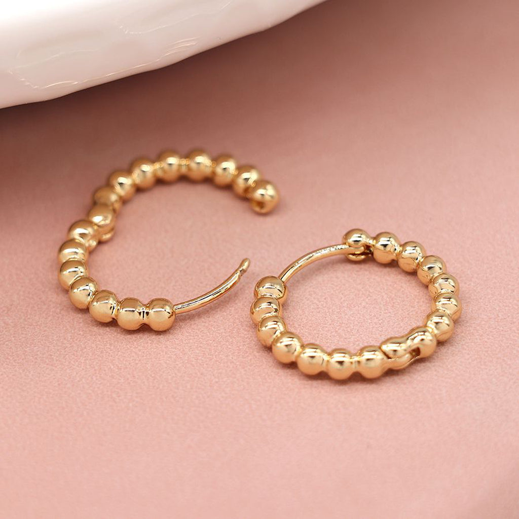 Women’s Faux Gold Plated Bobble Hoop Earrings By POM Gift