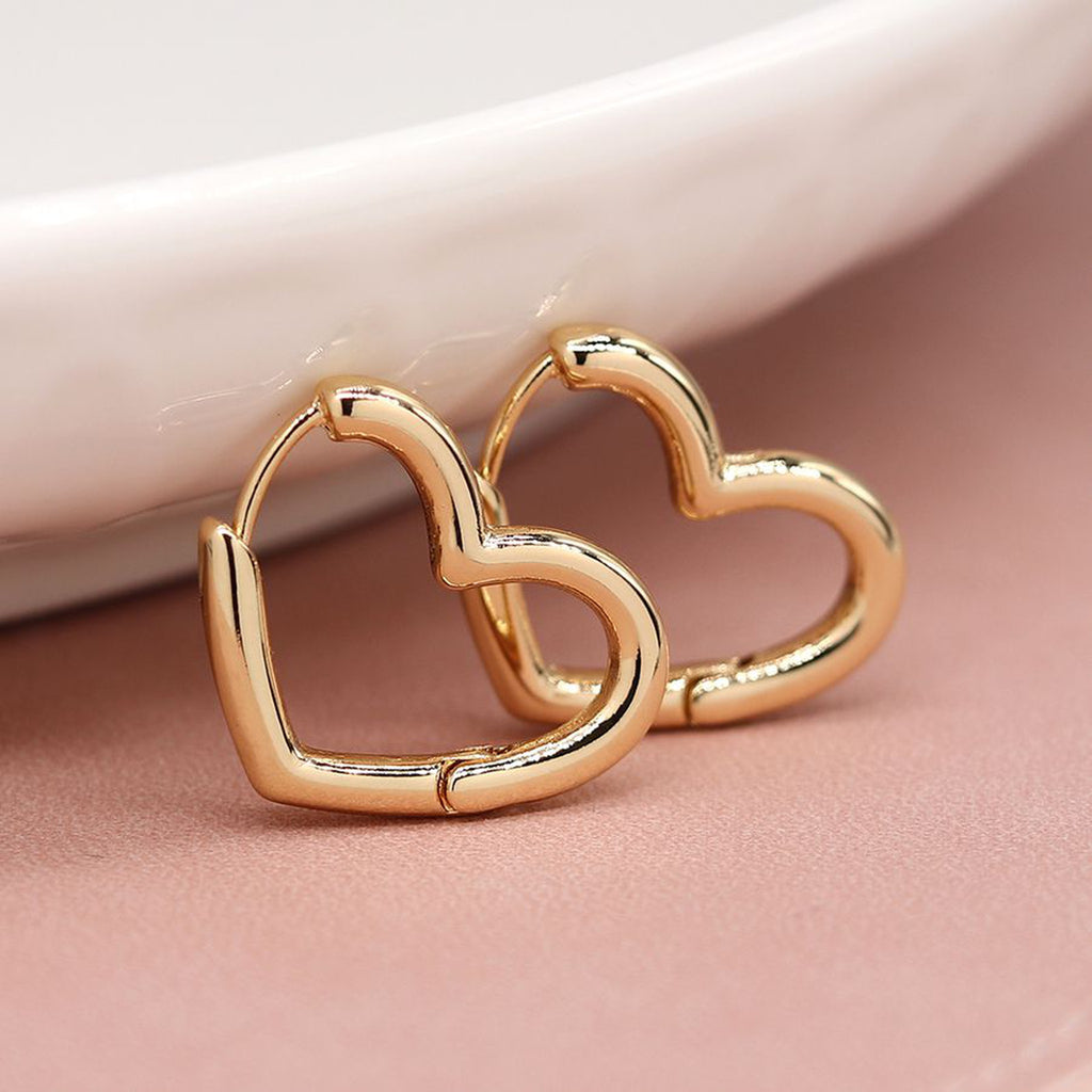 Women’s Faux Gold Plated Heart Shaped Hoop Earrings Earrings By POM Gift