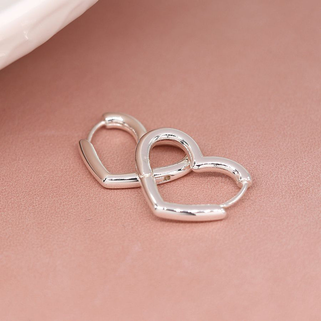 Silver Plated Heart Shaped Hoop Earrings Earrings By Pom