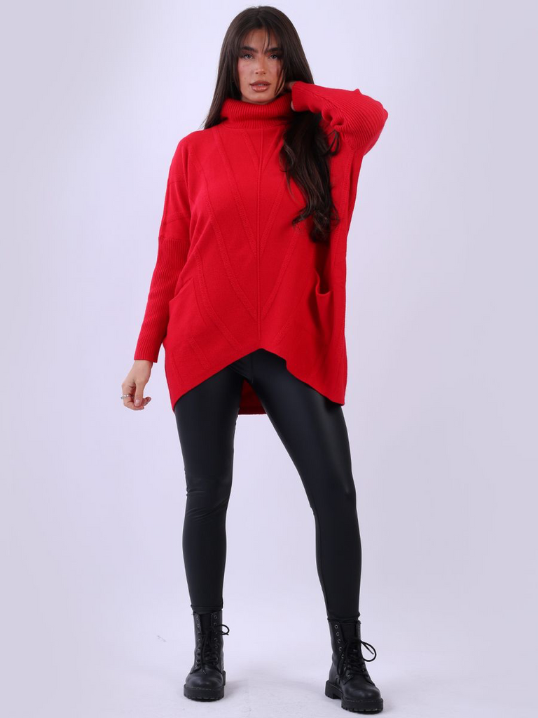 Turtle Neck Pocket Knit Jumper