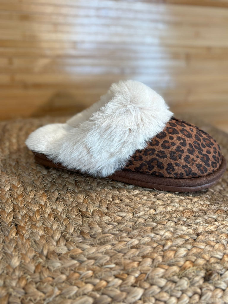 3’s & 4’s Leopard Print Fluffy Faux Suede Mule Slippers Be You Lifestyle Boutique