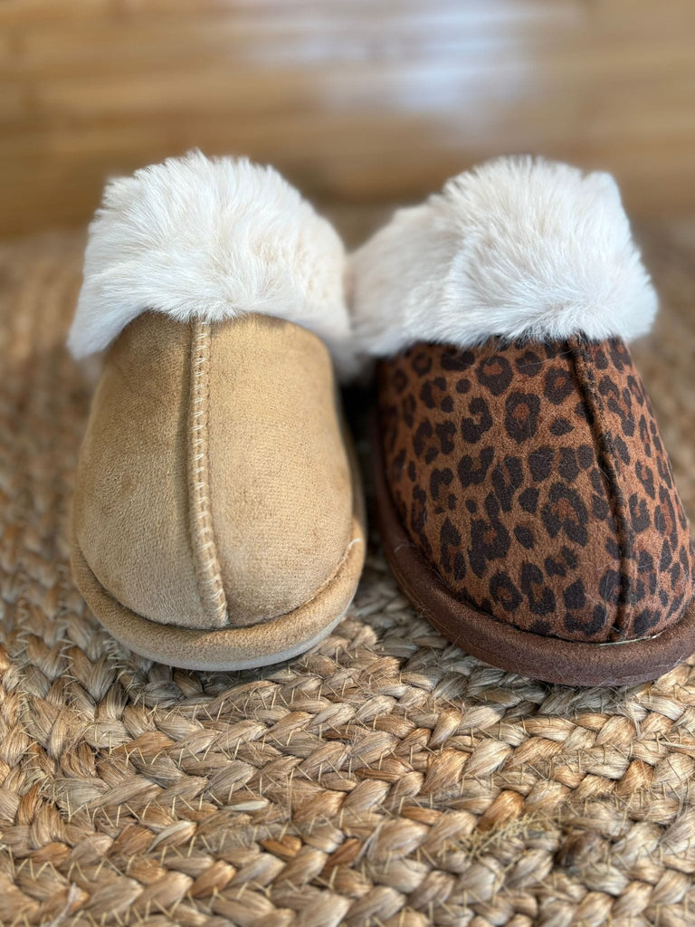 3’s & 4’s Leopard Print Fluffy Faux Suede Mule Slippers Be You Lifestyle Boutique