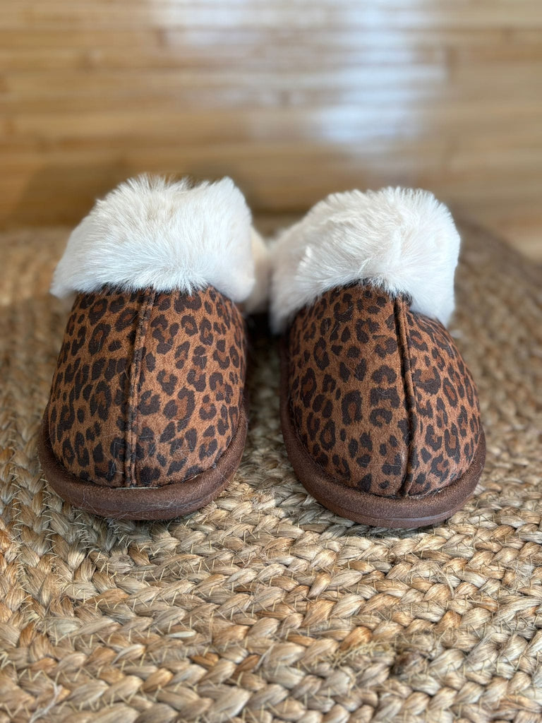 3’s & 4’s Leopard Print Fluffy Faux Suede Mule Slippers Be You Lifestyle Boutique