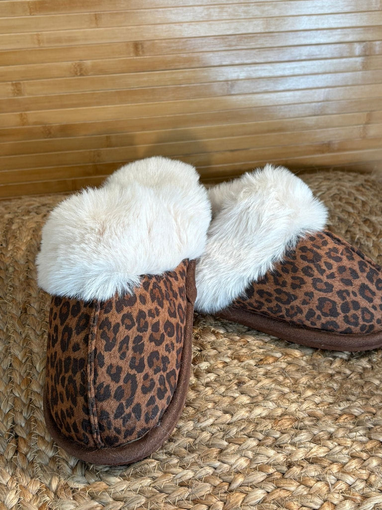 3’s & 4’s Leopard Print Fluffy Faux Suede Mule Slippers Be You Lifestyle Boutique