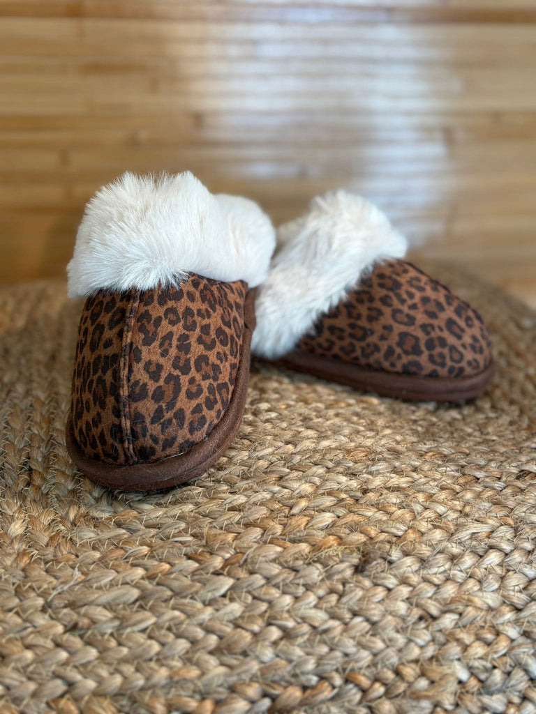 3’s & 4’s Leopard Print Fluffy Faux Suede Mule Slippers Be You Lifestyle Boutique
