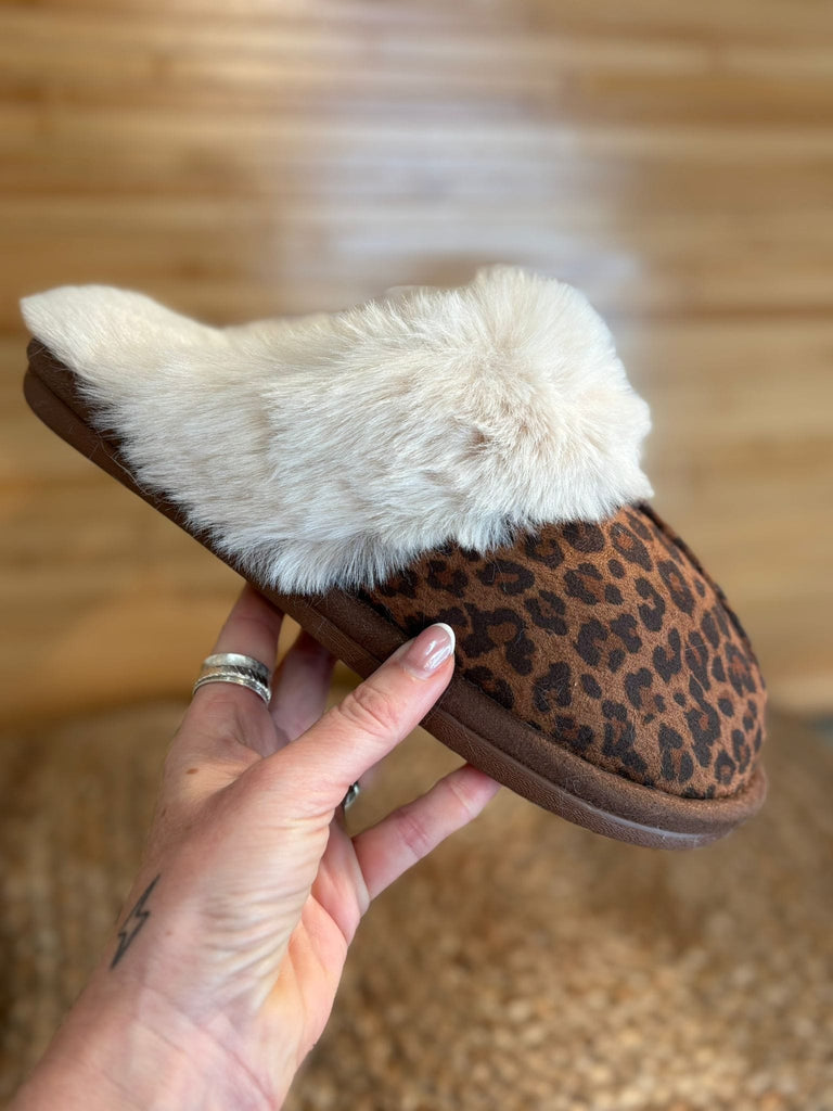 3’s & 4’s Leopard Print Fluffy Faux Suede Mule Slippers Be You Lifestyle Boutique 3