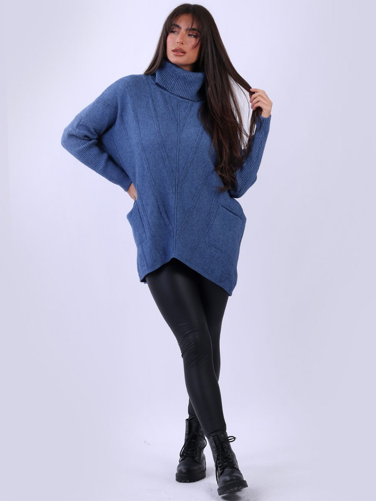 Turtle Neck Pocket Knit Jumper