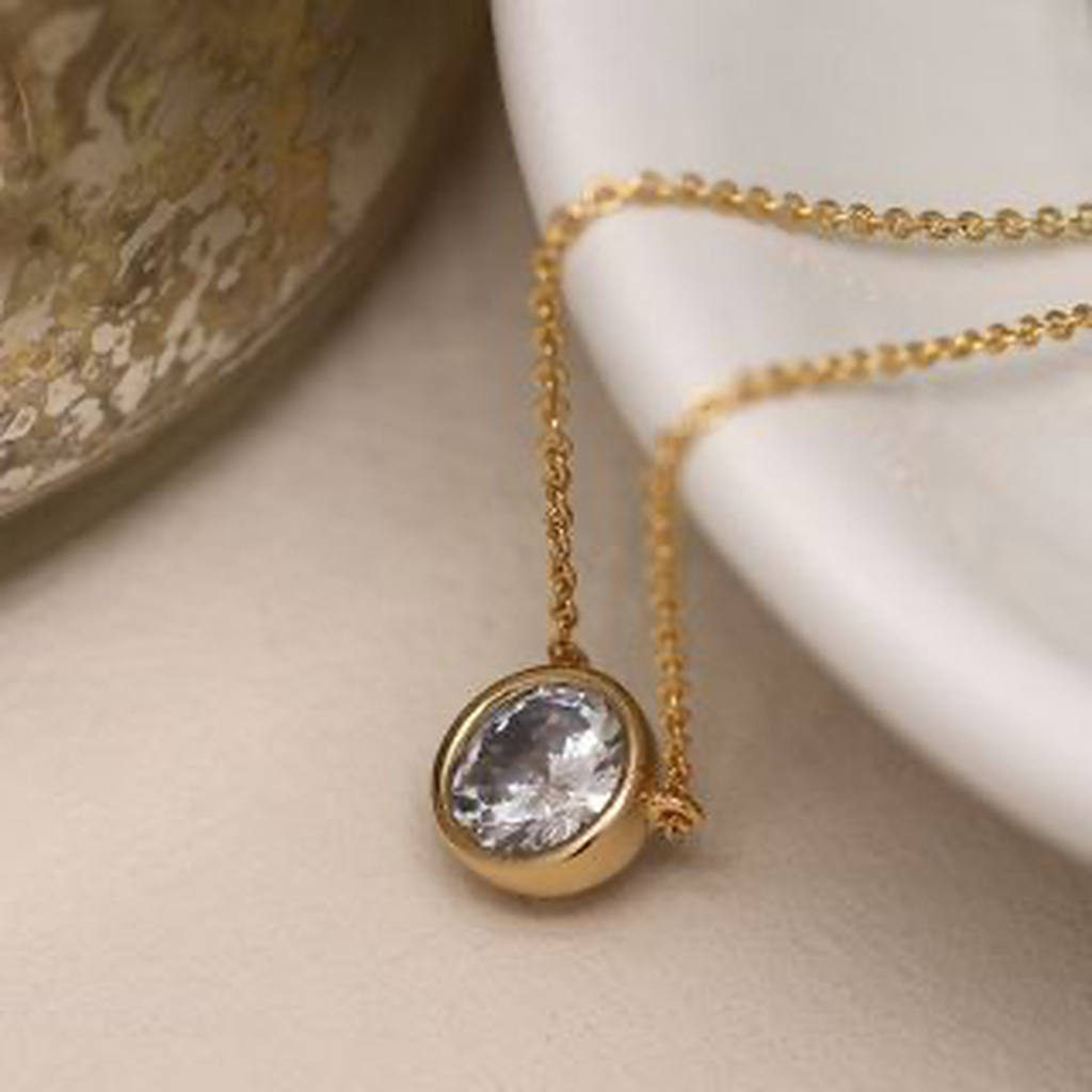 Women’s CZ Crystal Gold Necklace Gift