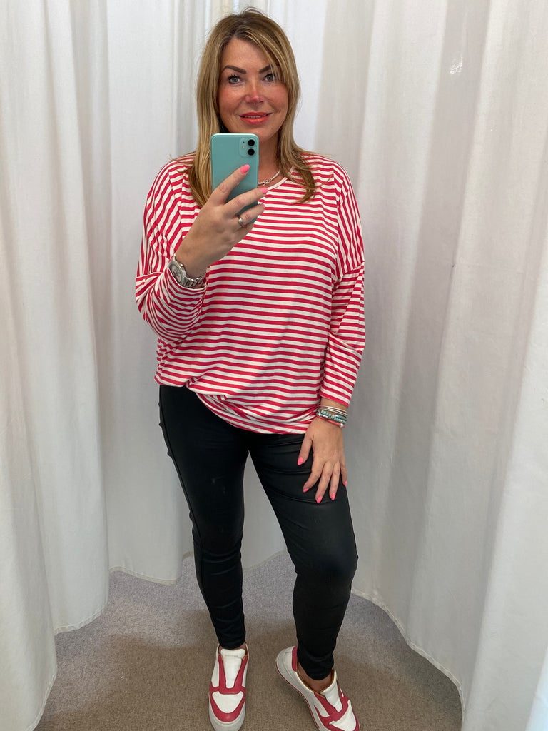 Striped Batwing Long Sleeved Top