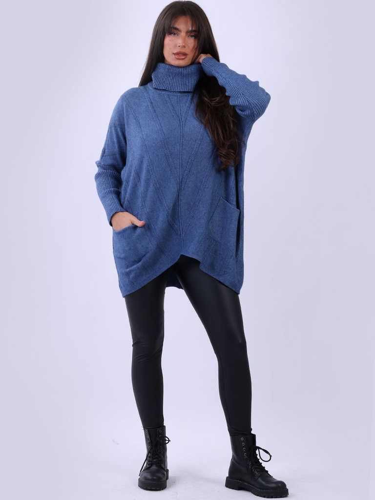 Turtle Neck Pocket Knit Jumper