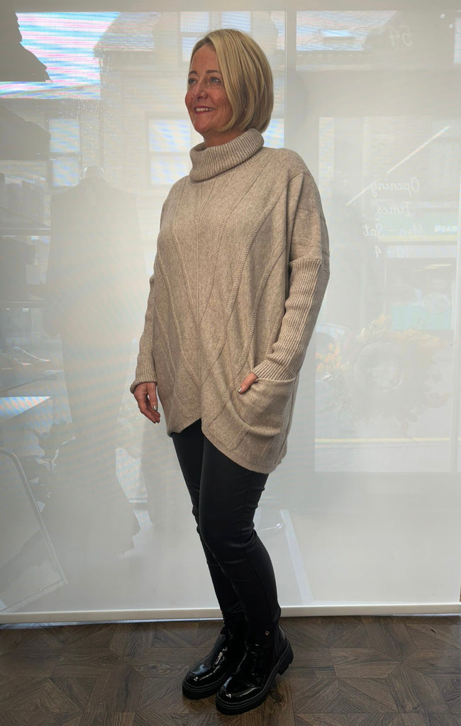 Turtle Neck Pocket Knit Jumper