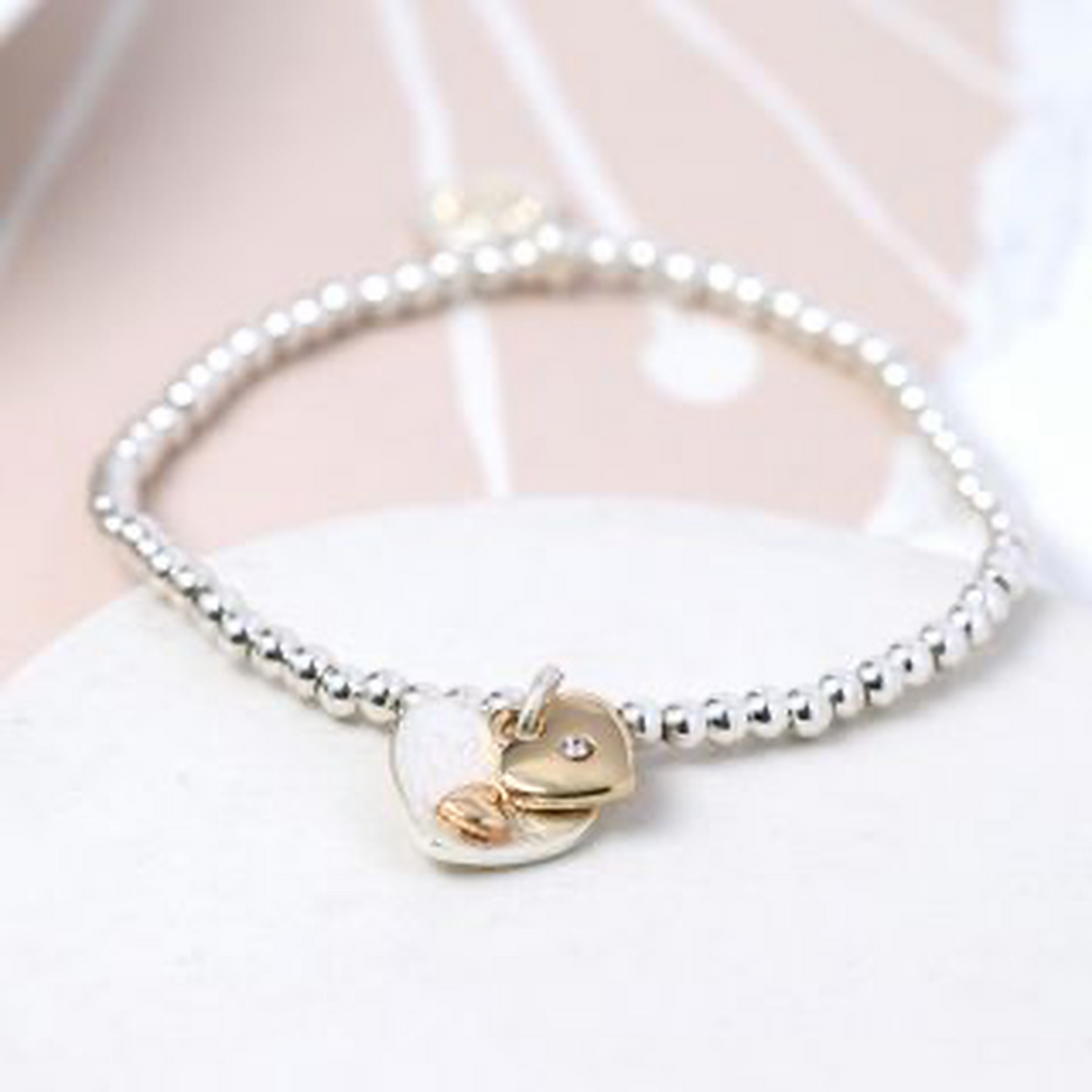 Women’s Double Heart Beaded Bracelet By POM Gift