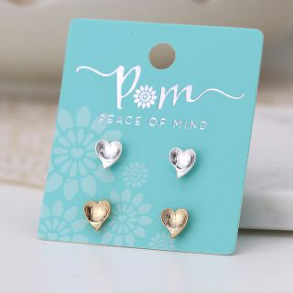 Concave Heart Stud Earrings Set By Pom