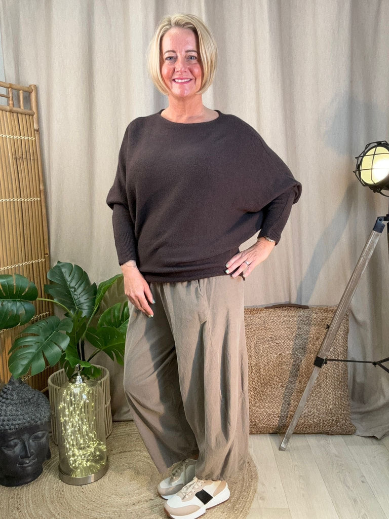Batwing Slash Neck Fine Knit Jumper Be You Lifestyle Boutique