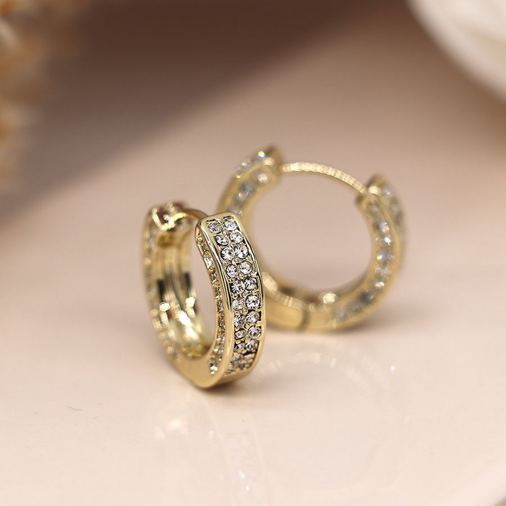 Women’s Golden Chunky Crystal Set Hoop Earrings By POM Gift