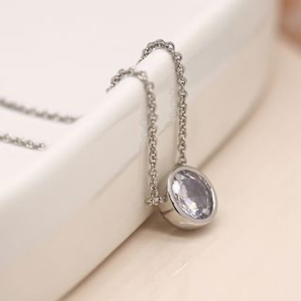 Women’s CZ Crystal Silver Necklace By POM Gift