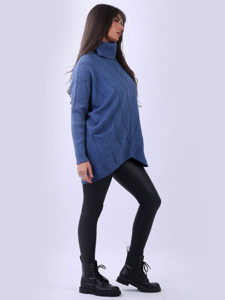 Turtle Neck Pocket Knit Jumper