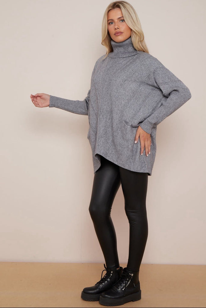 Turtle Neck Pocket Knit Jumper