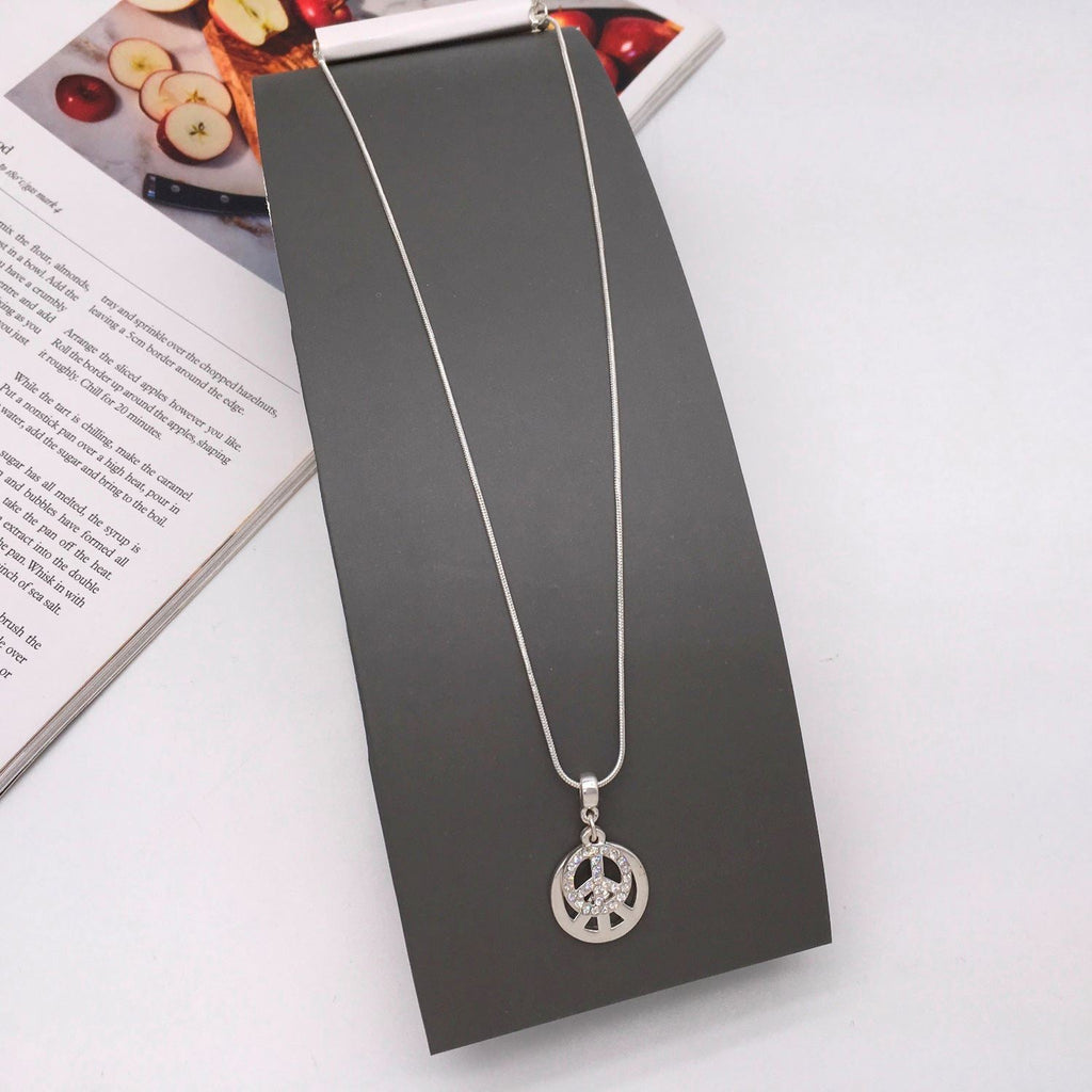 Peace Charms Short Silver Necklace