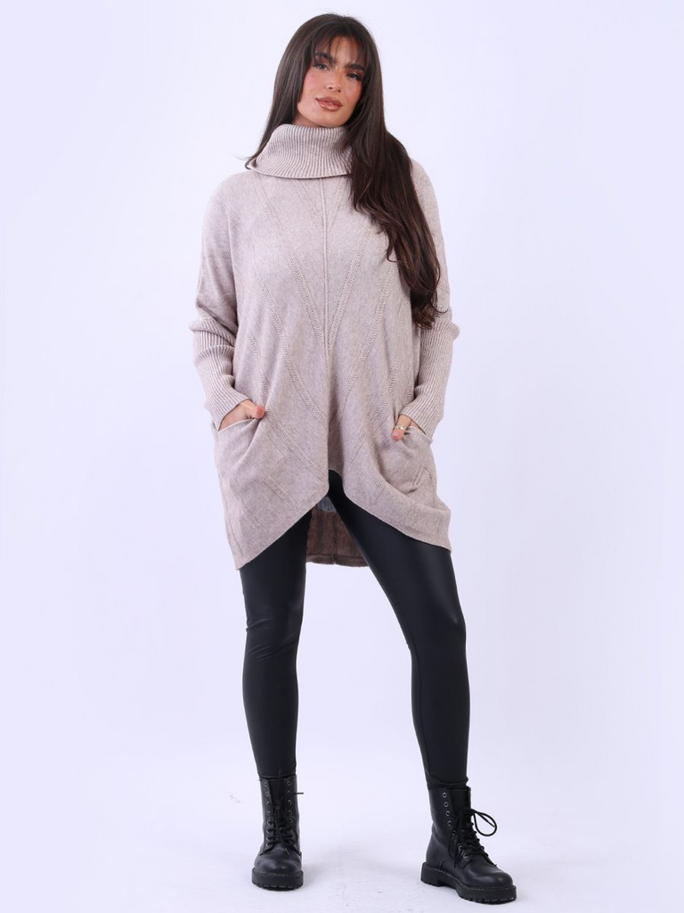 Turtle Neck Pocket Knit Jumper