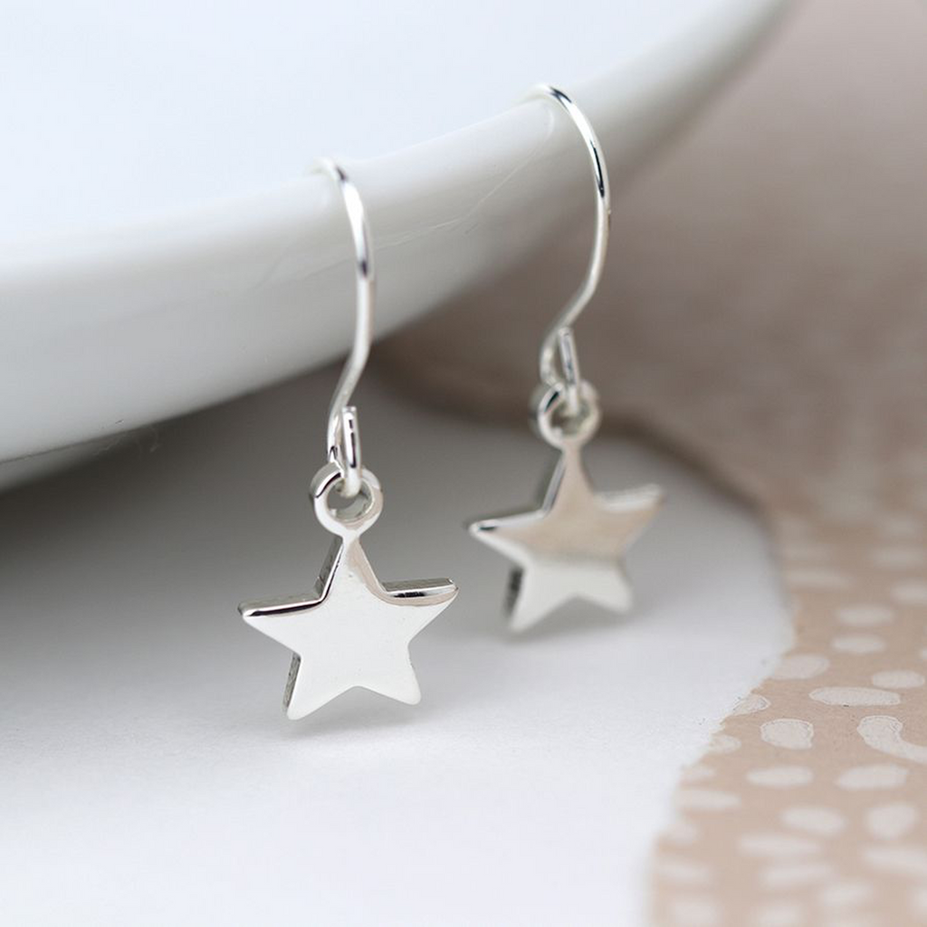 Silver Star Dangle Earrings By POM