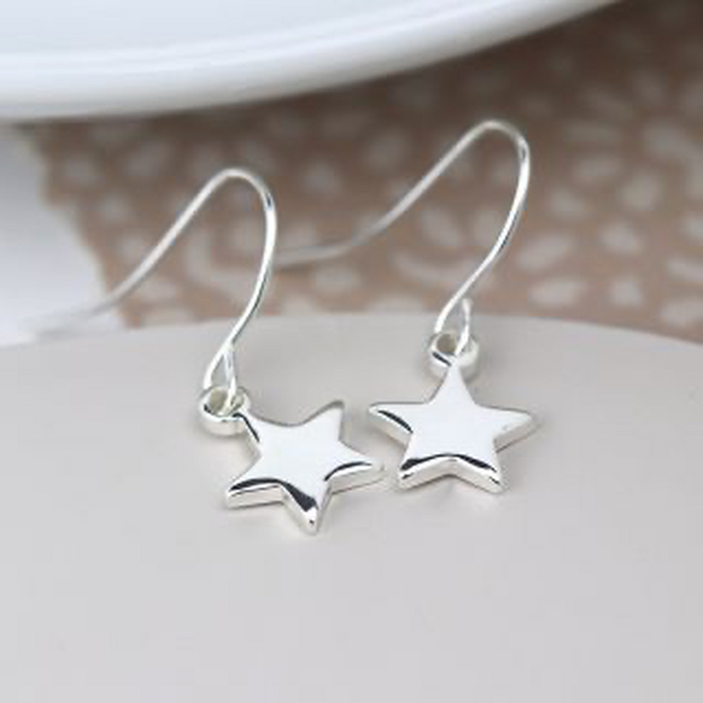 Silver Star Dangle Earrings By Pom