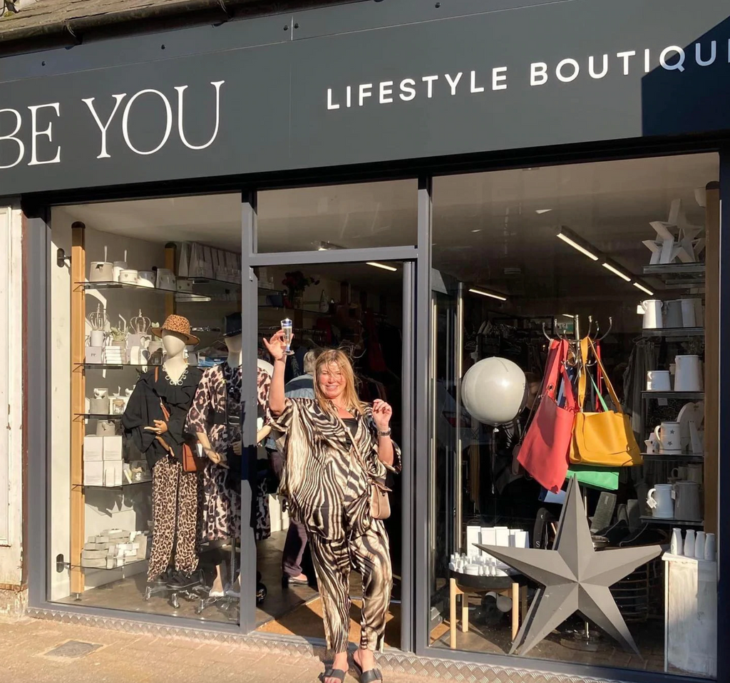 Loui Buckley out side her ladies clothing shop Be You Lifestyle Boutique in Haslingden, Rossendale, Lancashire.