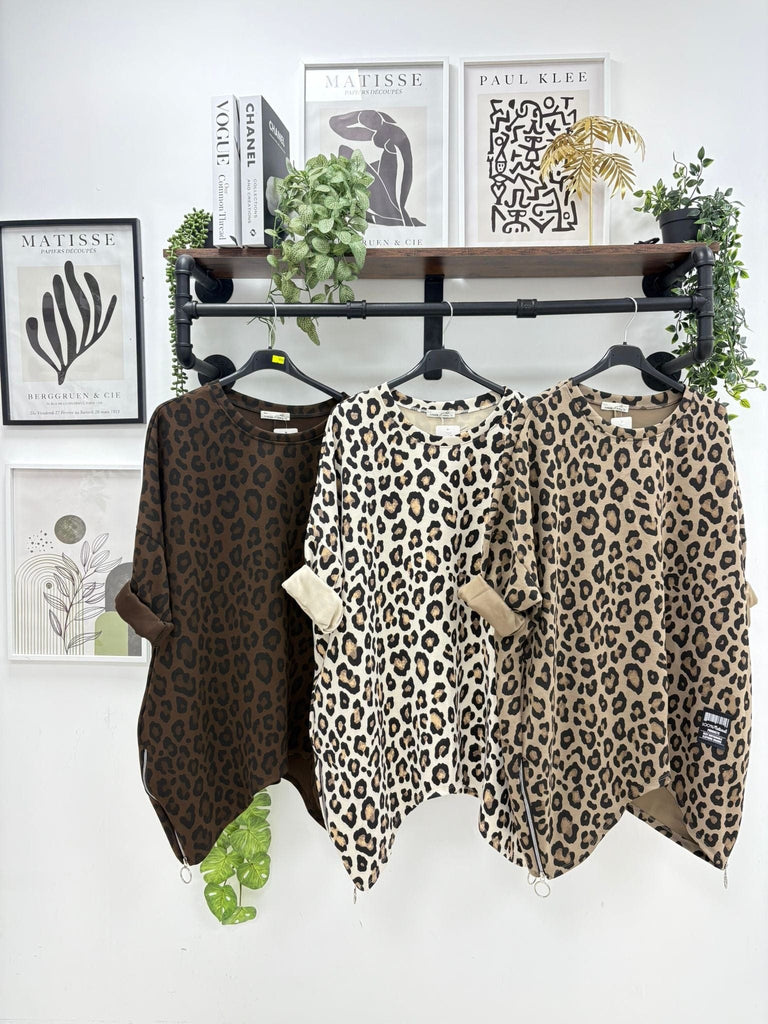 All Leopard  Zippy Oversized Top Be You Lifestyle Boutique