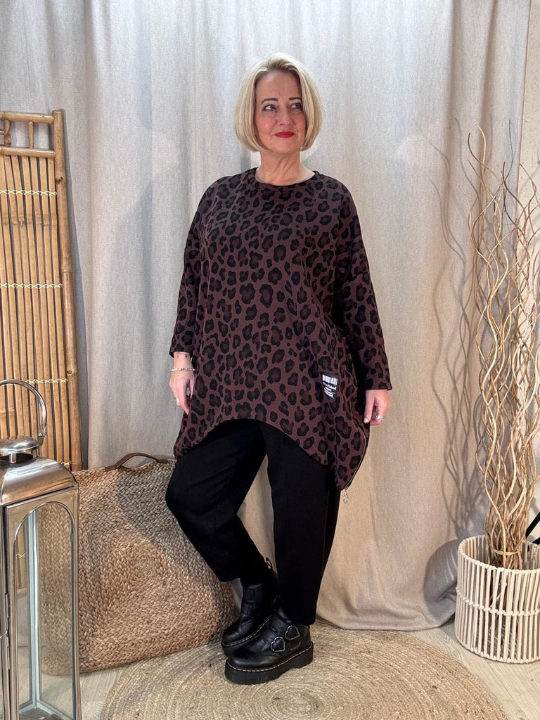 All Leopard  Zippy Oversized Top Be You Lifestyle Boutique