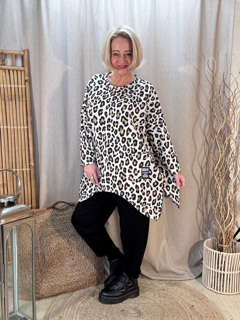 All Leopard  Zippy Oversized Top Be You Lifestyle Boutique One Size / Stone