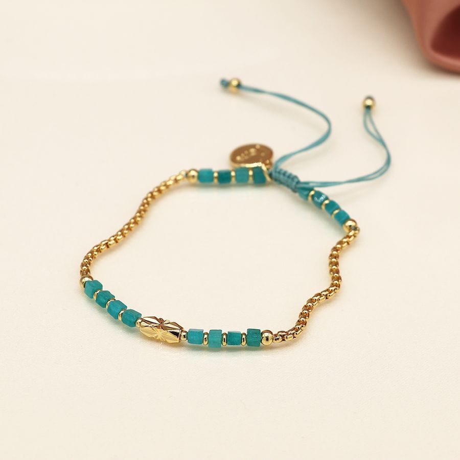 Aqua Bead Adjustable Bracelet By POM Gift 04009 POM