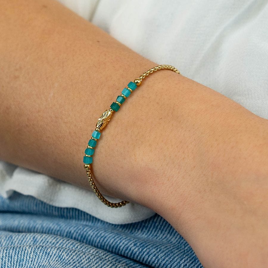 Aqua Bead Adjustable Bracelet By POM Gift 04009 POM