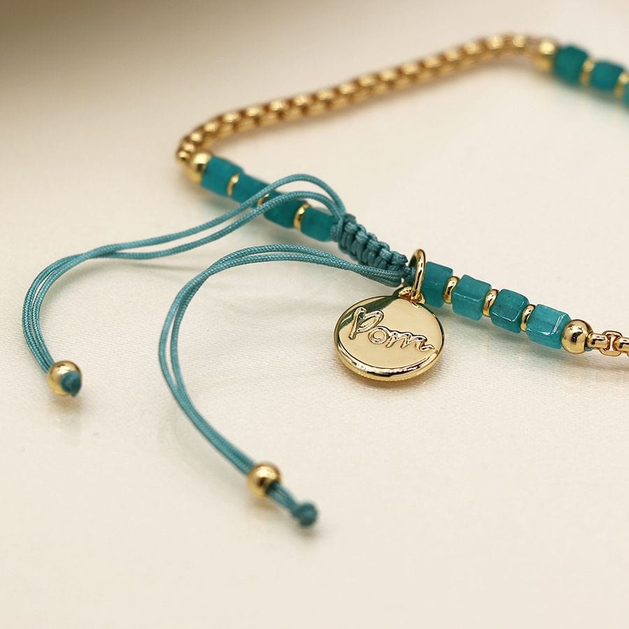 Aqua Bead Adjustable Bracelet By POM Gift 04009 POM