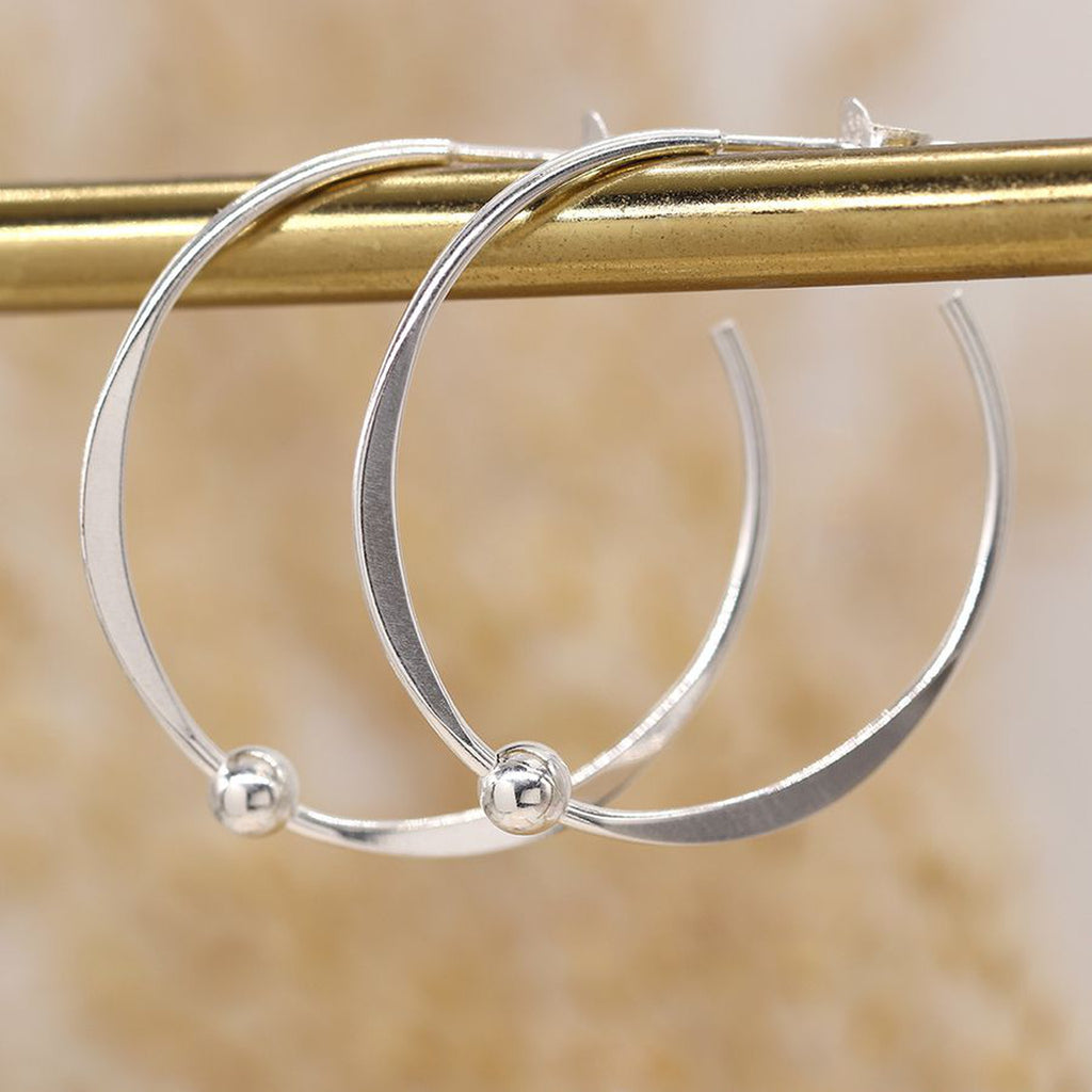 Sterling Silver Ball Hoop Earrings By Pom