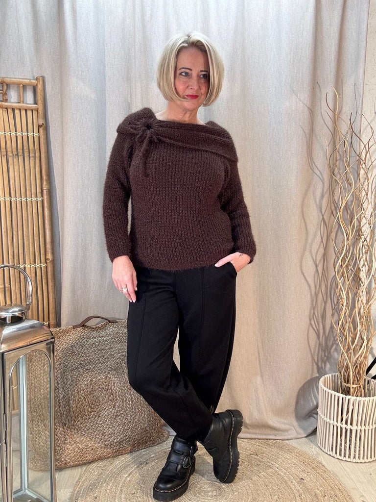 Bardot Fluffy Shimmer Knit Jumper Be You Lifestyle Boutique Onesize / Chocolate