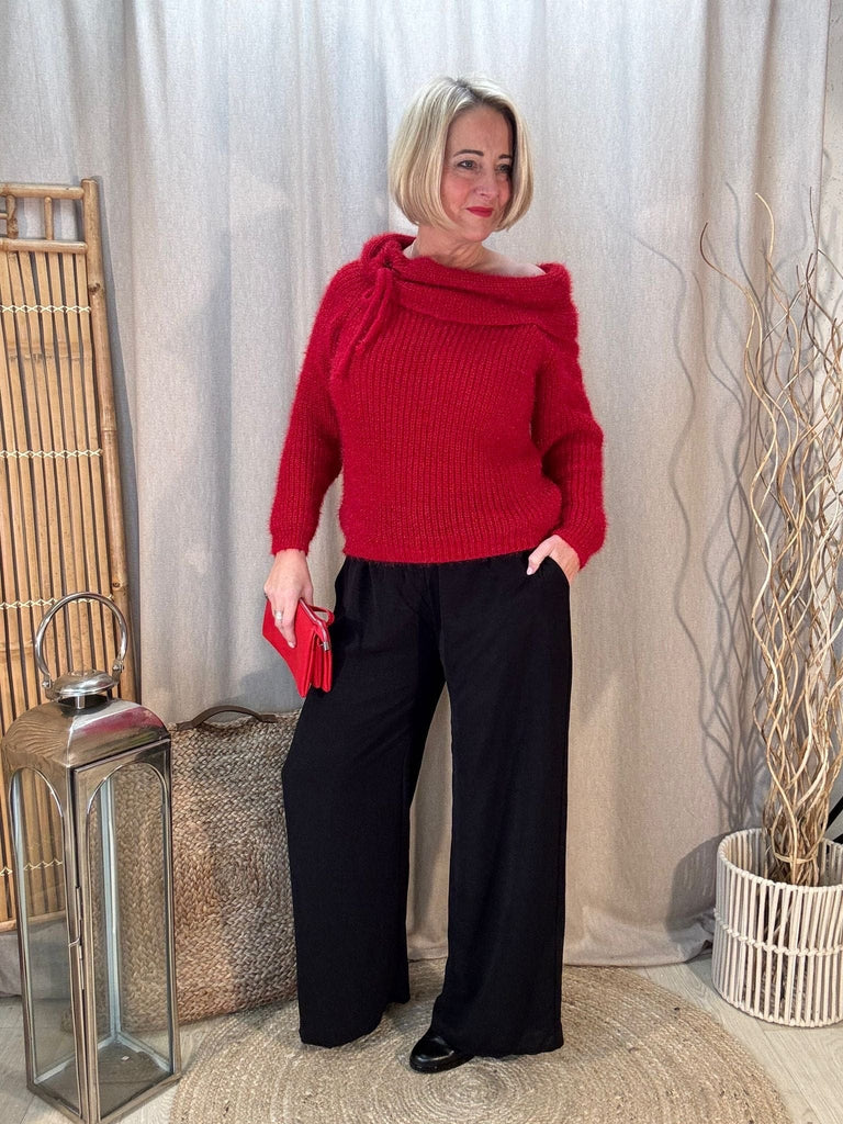 Bardot Fluffy Shimmer Knit Jumper Be You Lifestyle Boutique Onesize / Red