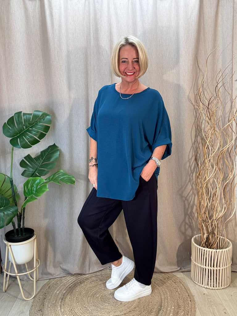 Basic Batwing Short Sleeve Blouse With Necklace Be You Lifestyle Boutique