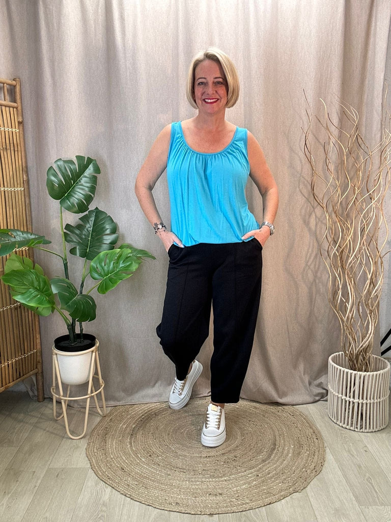 Basic Bubble Hem Elasticated Vest Be You Lifestyle Boutique One Size / Aqua