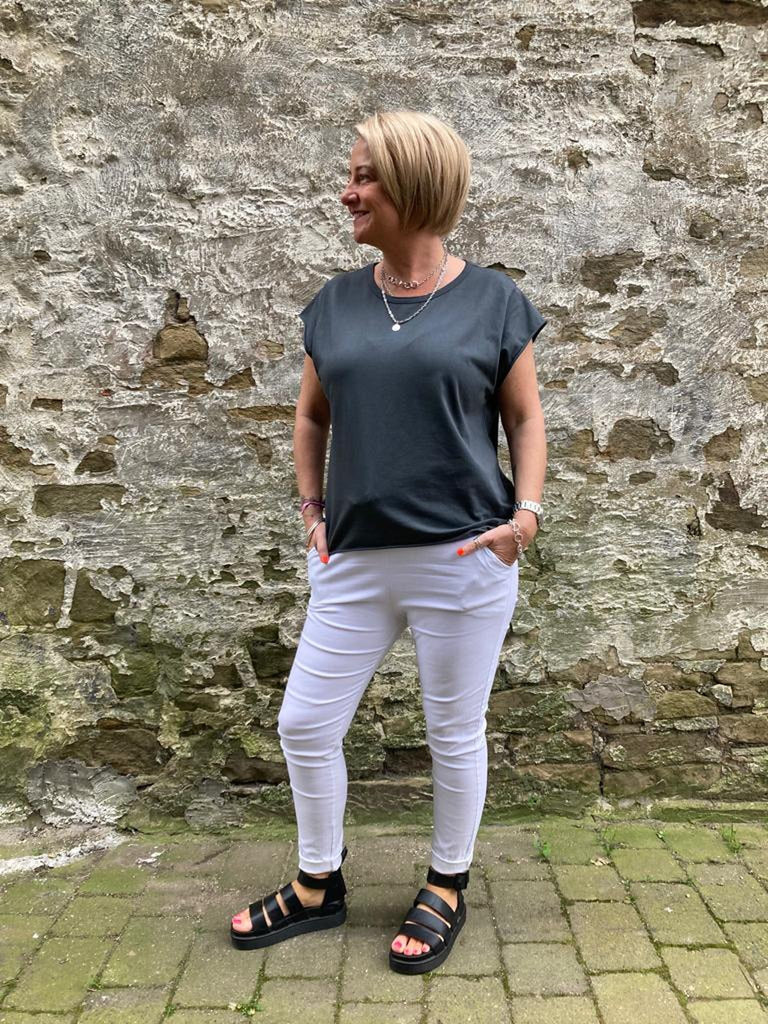 Basic Raw Hem Short Sleeve Tee Be You Lifestyle Boutique One Size / Charcoal