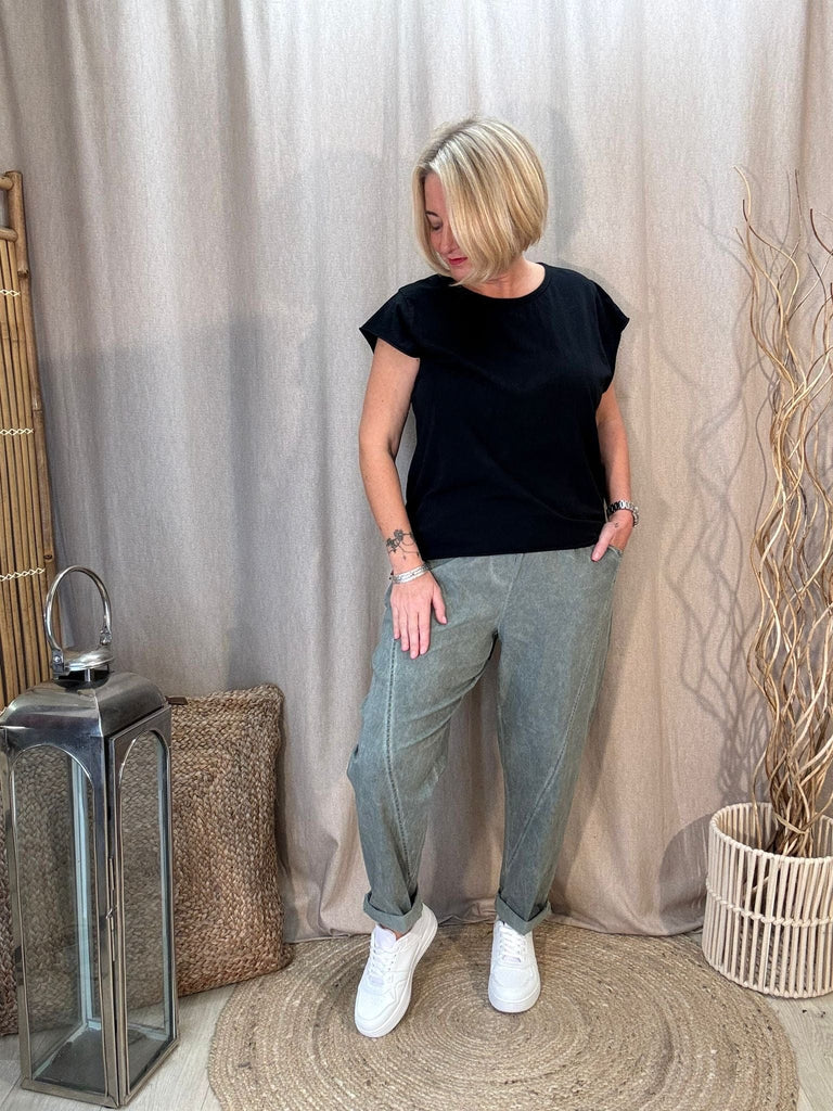 Basic Raw Hem Short Sleeve Tee - Made in Italy Be You Lifestyle Boutique