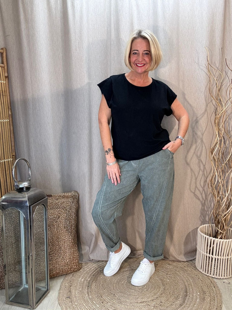 Basic Raw Hem Short Sleeve Tee - Made in Italy Be You Lifestyle Boutique