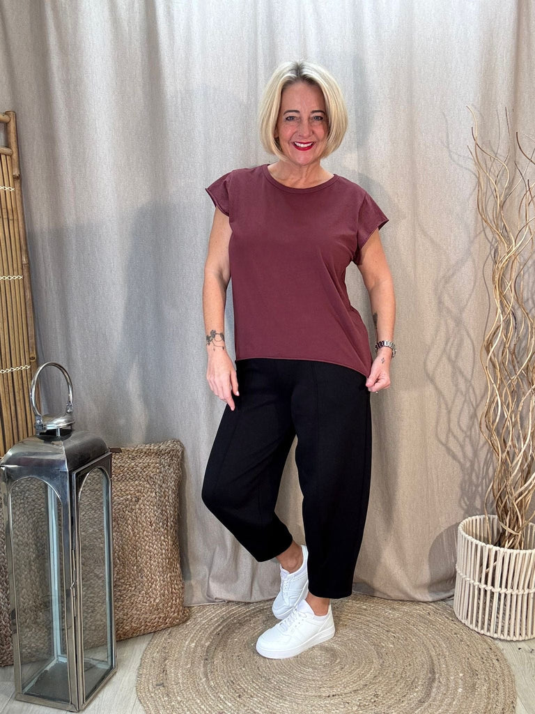 Basic Raw Hem Short Sleeve Tee - Made in Italy Be You Lifestyle Boutique