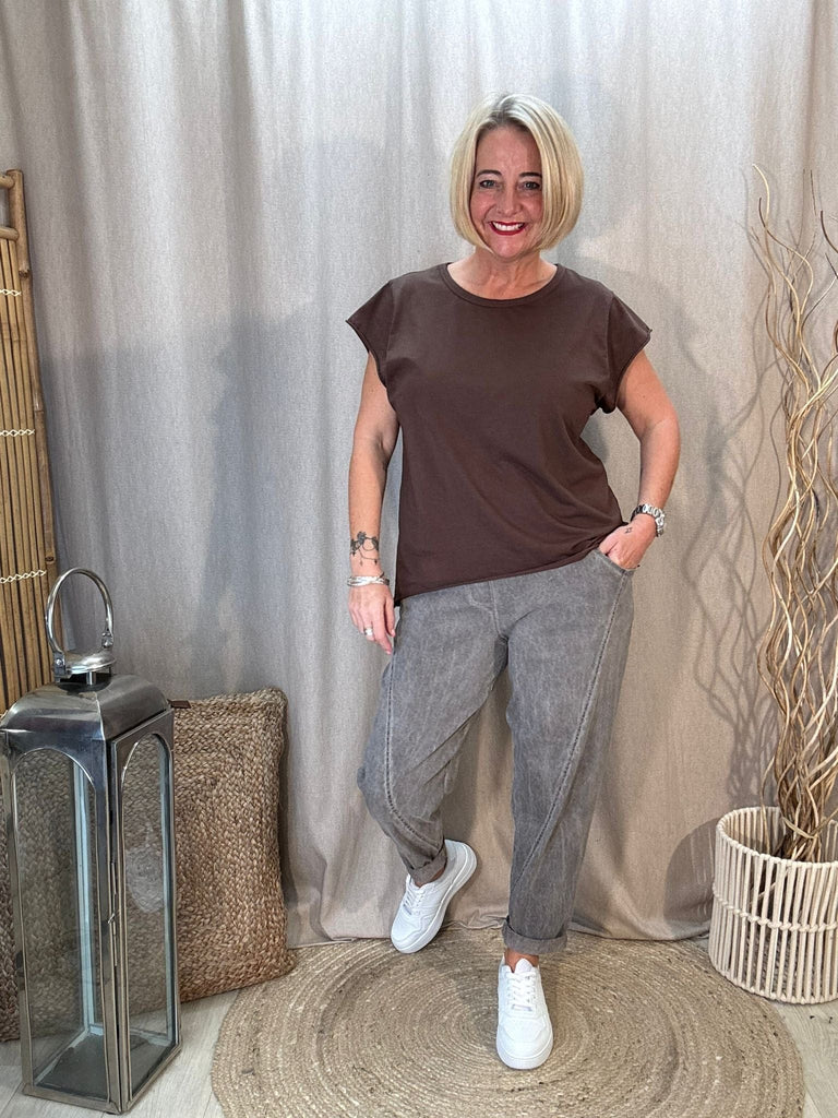 Basic Raw Hem Short Sleeve Tee - Made in Italy Be You Lifestyle Boutique