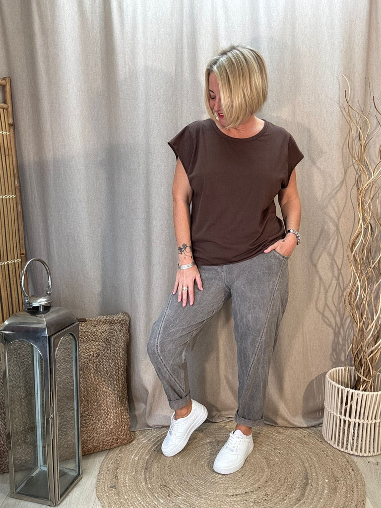 Basic Raw Hem Short Sleeve Tee - Made in Italy Be You Lifestyle Boutique