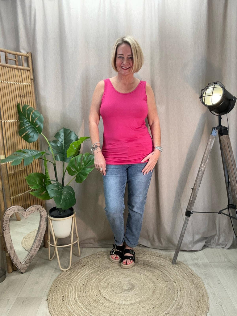 Basic Scoop Neck Layering Vest Be You Lifestyle Boutique One Size / Hot Pink