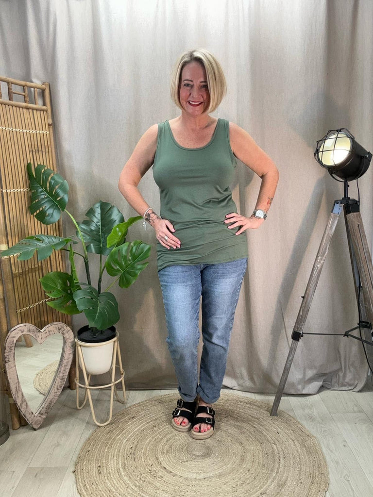 Basic Scoop Neck Layering Vest Be You Lifestyle Boutique One Size / Khaki