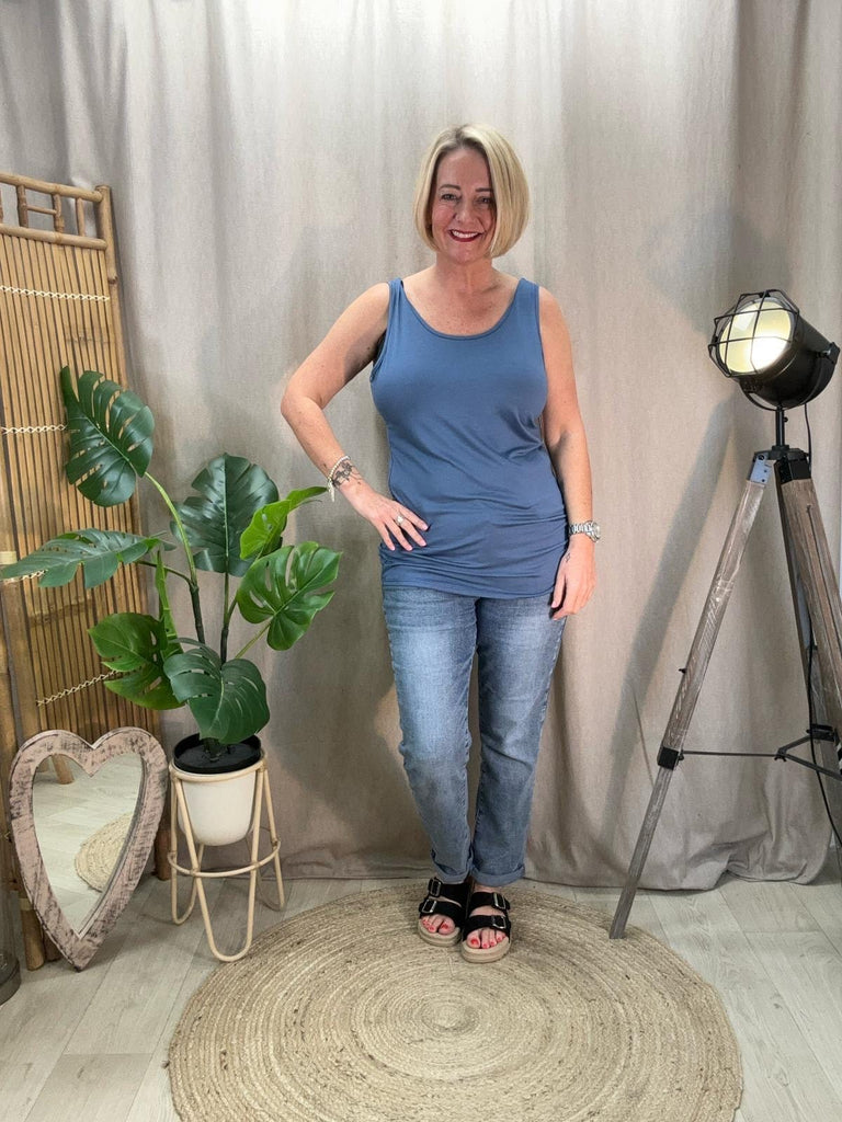 Basic Scoop Neck Layering Vest Be You Lifestyle Boutique One Size / Denim Blue
